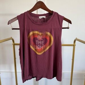 Altar'd State Graphic Tank Be‎ The Light muscle tee tank top positive plum Sz S